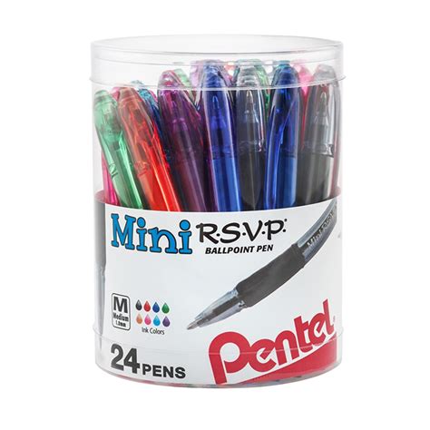 Pentel Rsvp Mini Ballpoint Pens 24 Pack Penbk91mn24m Pentel Of