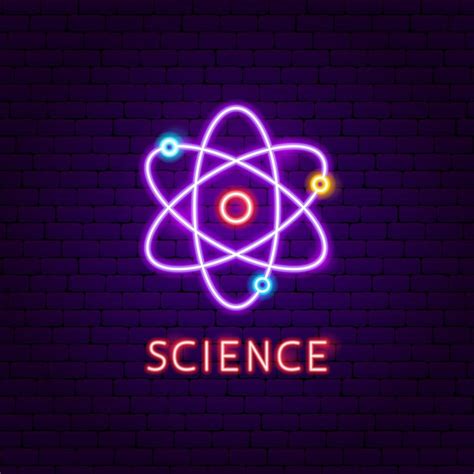 Etiqueta De Neón De átomo De Ciencia Ilustración De Vector De