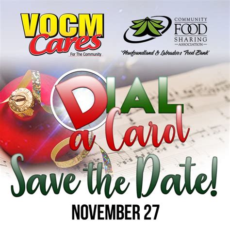 Save The Date Dial A Carol Is Back November 27 Vocm Cares Foundation