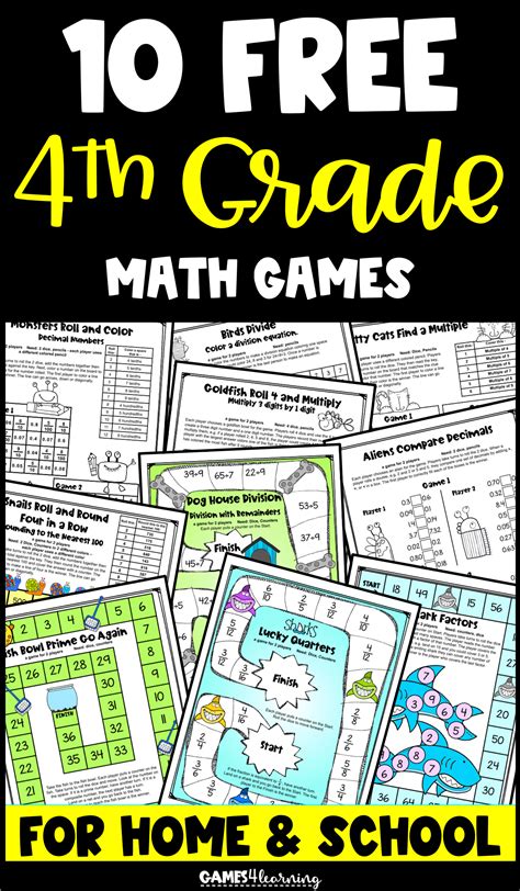 Free Fourth Grade Math Games For Home Learning Or School Math Games