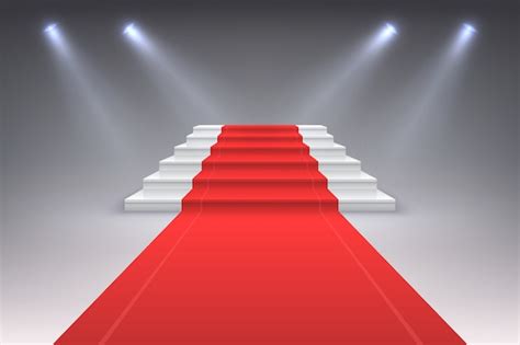 Premium Vector Realistic Red Carpet Vip Spotlight Event Stairs