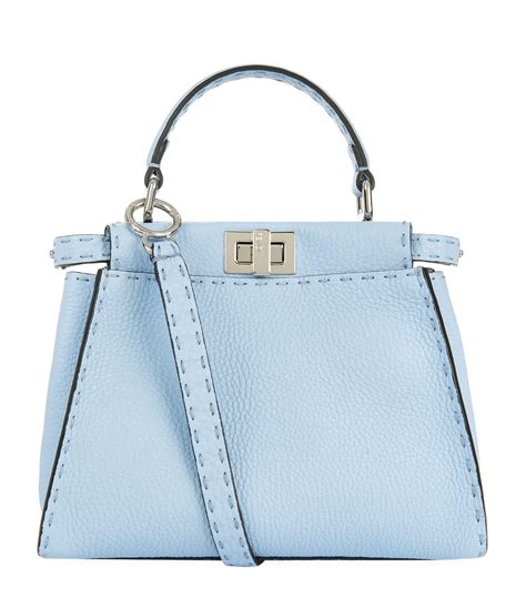 Fendi Mini Peekaboo Selleria Shoulder Bag Blue One Size Lyst