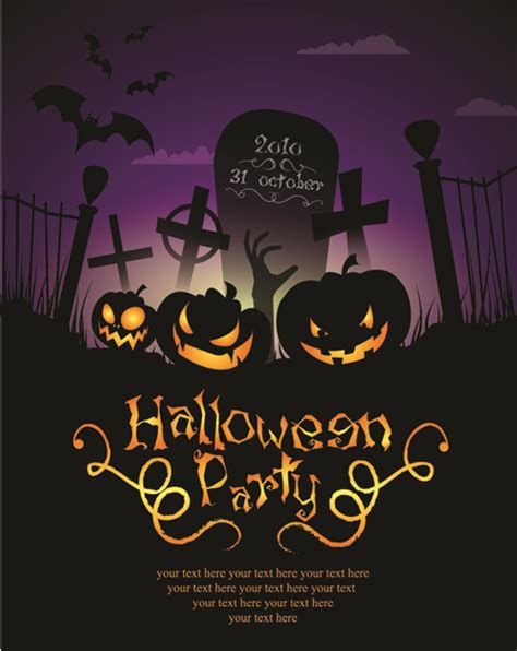 Halloween Party Flyer Cover Pumpkin Vector Free Vector In Encapsulated