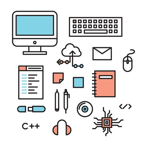 Outlined Software Engineers Icons 180311 Vector Art At Vecteezy