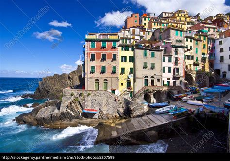 Riomaggiore Fisherman Village In Cinque Terre Italy Stock Photo
