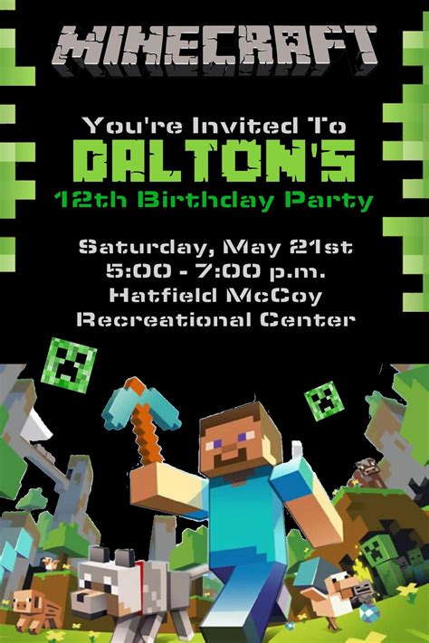 Minecraft Birthday Party Invitation