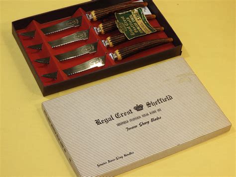 Vintage Regal Crest Sheffield Steak Knife Set 4 Stainless Steel