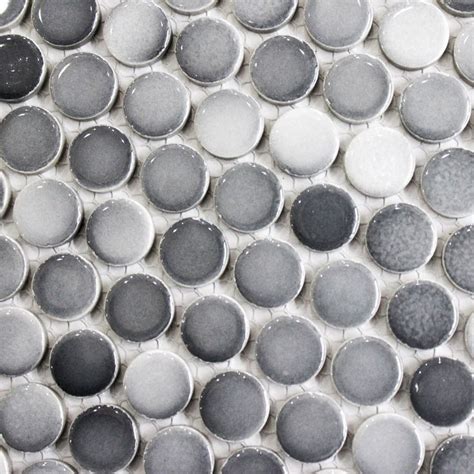 Penny tiles are amazing for several reasons black penny tiles are a chic and trendy thing for every bathroom, from masculine to industrial. TST Penny Rounds Porcelain Tiles Gradient Gray Glossy ...
