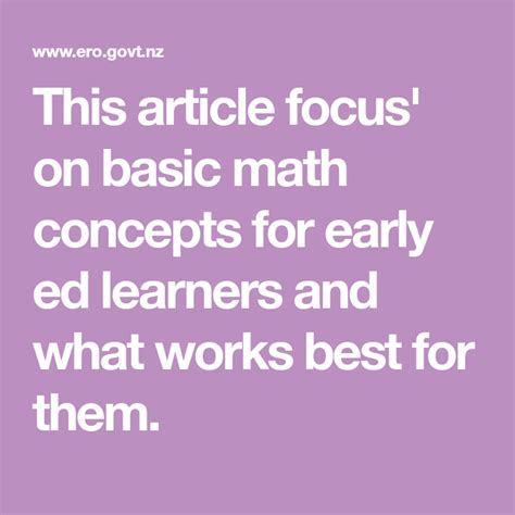 This Article Focus On Basic Math Concepts For Early Ed Learners And