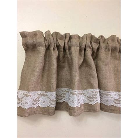 Km Curtains 72x15 Natural Burlap Valance With Lace