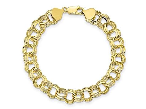 Jtvs 10k Yellow Gold Triple Link Charm Bracelet
