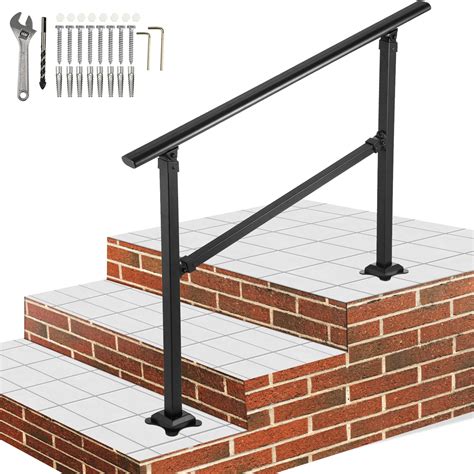 Vevor Outdoor Stair Railing Fits For 1 3 Steps Transitional Wrought