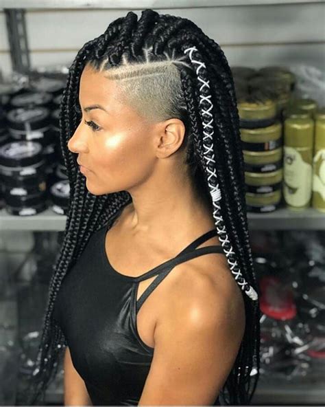 Shaved Sides Box Braids Shaved Sides Braids With Shaved Sides Goddess Braids Hairstyles