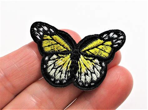 Set Of 2 Yellow Butterfly Patch Iron On Patch Embroidered Etsy