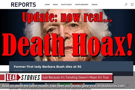 Fake News Former First Lady Barbara Bush Did Not Die At 92 Update She Did Now Lead Stories