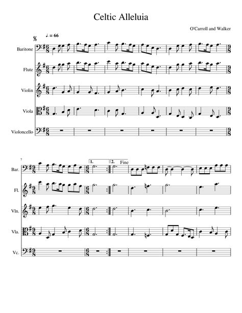 Celtic Alleluia Sheet Music For Piano Flute Violin Viola Download