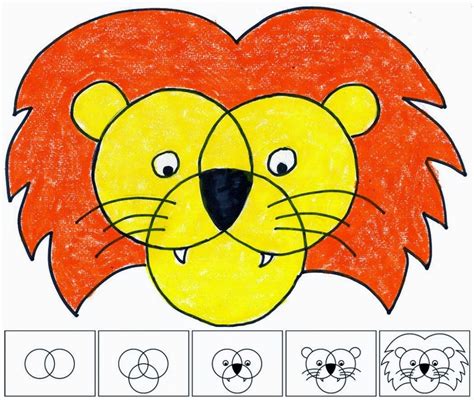Three Circle Lion Face · Art Projects For Kids