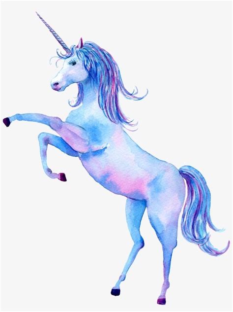 Blue Pink Purple Watercolor Painting Of Unicorn Unicorn Drawing Easy