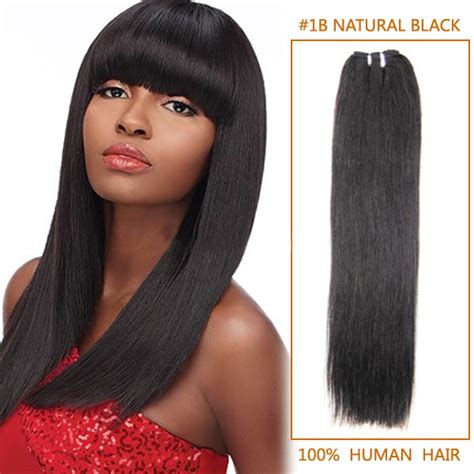 16 Inch 1b Natural Black Straight Brazilian Virgin Hair Wefts