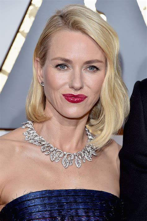 Naomi Watts Wears Bold Ruby Red Lips Against The Boldness Of Her Cobalt