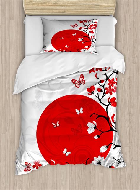 Japanese Duvet Cover Set Twin Size Japanese Culture Inspired Artwork