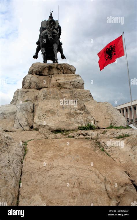 Monument To Skanderbeg Skanderbeg Square Tirana Tirane Albania Stock Photo Alamy