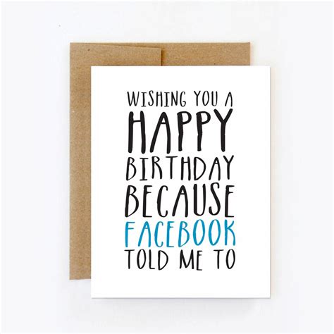 Funny Birthday Card Greeting Card About Facebook Sarcastic Wishes For