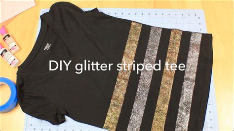 Fabric adhesive, fabric glitter, a small and medium brush. DIY Glitter Striped Tee Shirt - YouTube