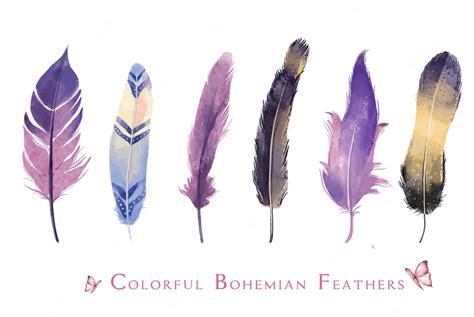 Premium Vector Multicolor Feathers Combination Painting
