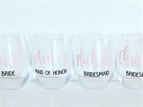 Bridesmaid Wine Glasses Personalized Wine Glass Bridesmaid Etsy