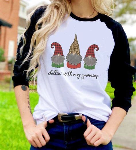 Chilling With My Gnomies Gnomes Funny Christmas T Shirt Etsy Funny