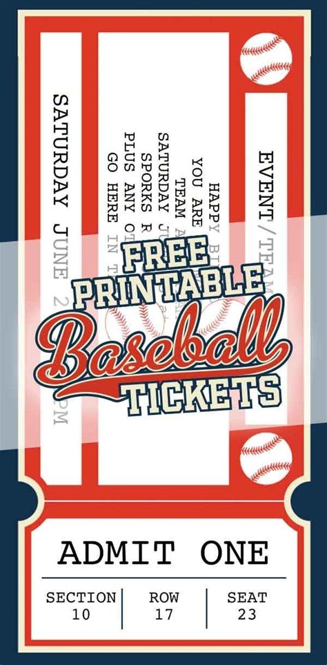Free Printable Baseball Ticket Template