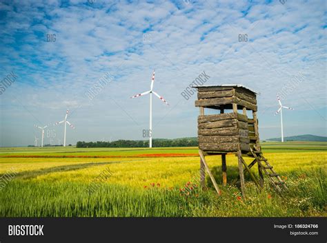Windmills Green Field Image And Photo Free Trial Bigstock