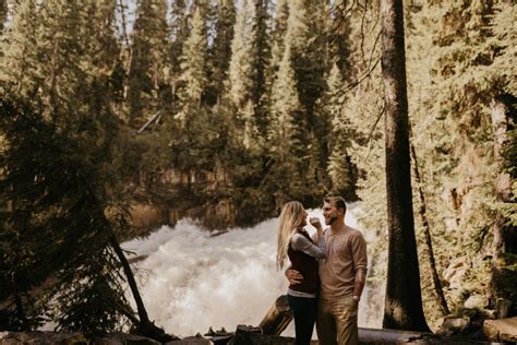 Adventurous Waterfall Engagement Session In Montana