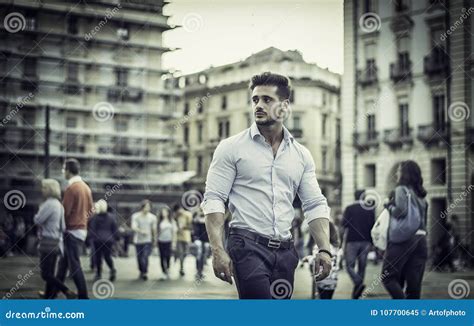 One Handsome Young Man In City Setting Stock Image Image Of Single