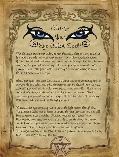 Change Your Eye Color Spell For Homemade Halloween Spell Book Wicca