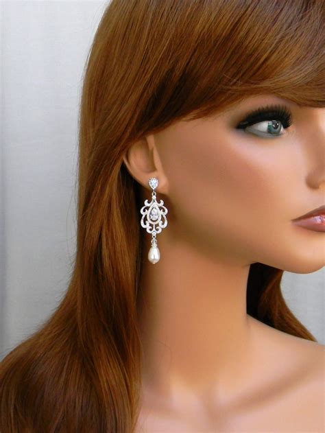 Crystal Bridal Earrings Chandelier Wedding Earrings Rose Etsy