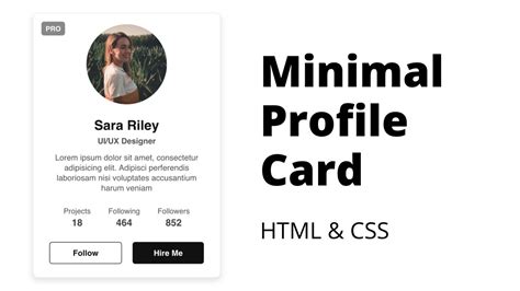 Create Minimal Profile Card Ui Using Html And Css Youtube