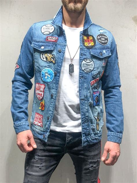 Patch denim jacket in denim. Embroidery Patch Denim Jacket Ripped 4117 | Denim jacket ...