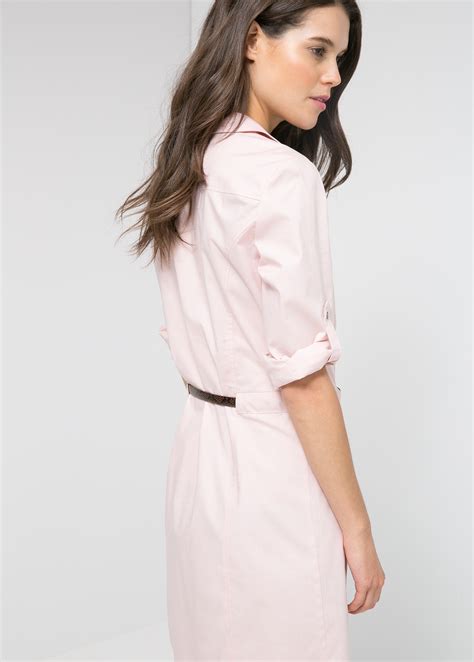 Mango Belted Waist Shirt Dress In Lt Pastel Pink Pink Lyst