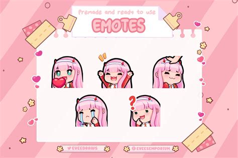 Cute Zero Two Emotes Emojis For Twitch Streamers Youtubers Discord