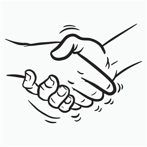 Black And White Handshake Cartoon Vector Illustration 3415773 Vector