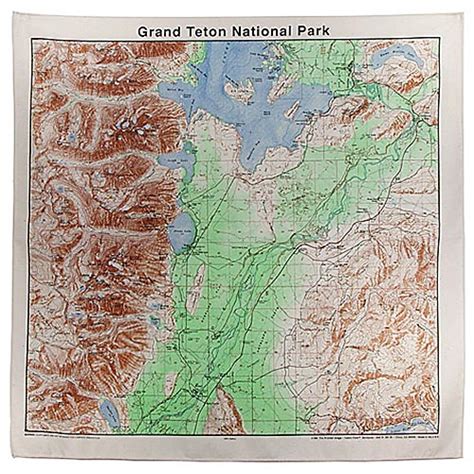 Grand Tetons National Park Topo Map Bandana Bandanas River Gear