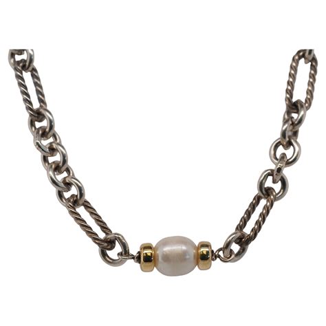 David Yurman 18k Gold Sterling Silver Large Oval Chain Link Necklace