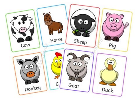 Farm Animals Flashcards For Toddlers And Pre Schoolers Etsy