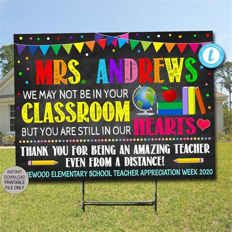 We've compiled 50+ teacher appreciation week gift ideas to offer you plenty of inspiration. Virtual Teacher Appreciation Week Yard Sign | Template ...