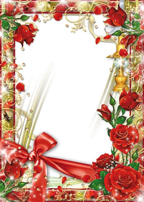 Photo frame templates, photo collage templates with beautiful flowers. Photo-Frame-with-Flowers-Beautiful-Roses.png (914×1280 ...