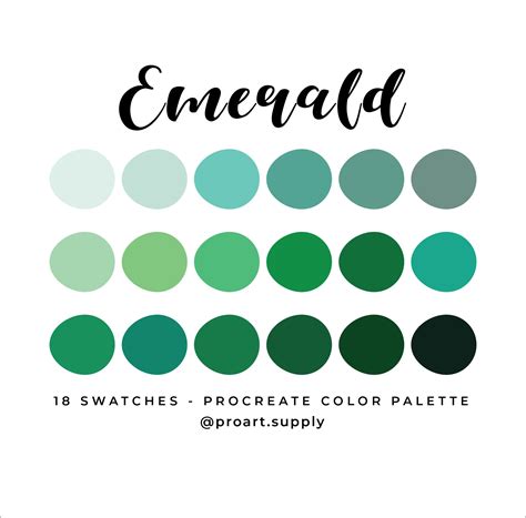 Emerald Procreate Color Palette Hex Codes Green Blue For Etsy