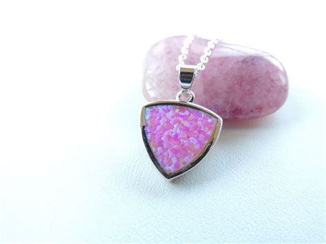 Pink Opal Necklace Opal Gemstone Necklace Pink Fire Opal
