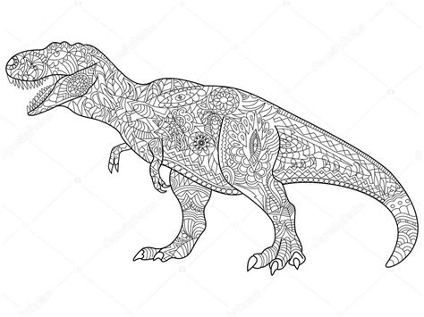 Kleurplaat dinosaurus bij een vulkaan. Imágenes: tiranosaurio rex colorear | Vector de t-Rex para ...